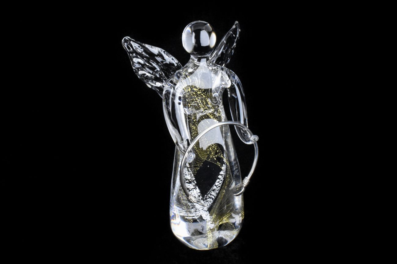 Art Glass Angel Bracelet Holder in Gold and Silver