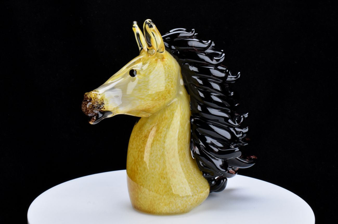 Art Glass Golden Horse Head