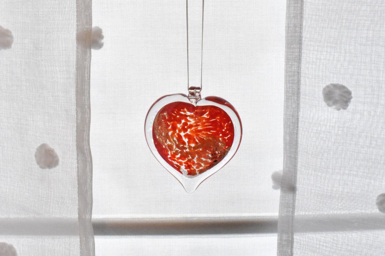 Art Glass Love Heart - Hanging - Personalised