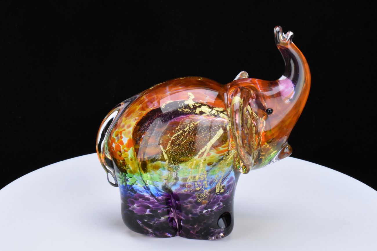 Art Glass Rainbow Elephant