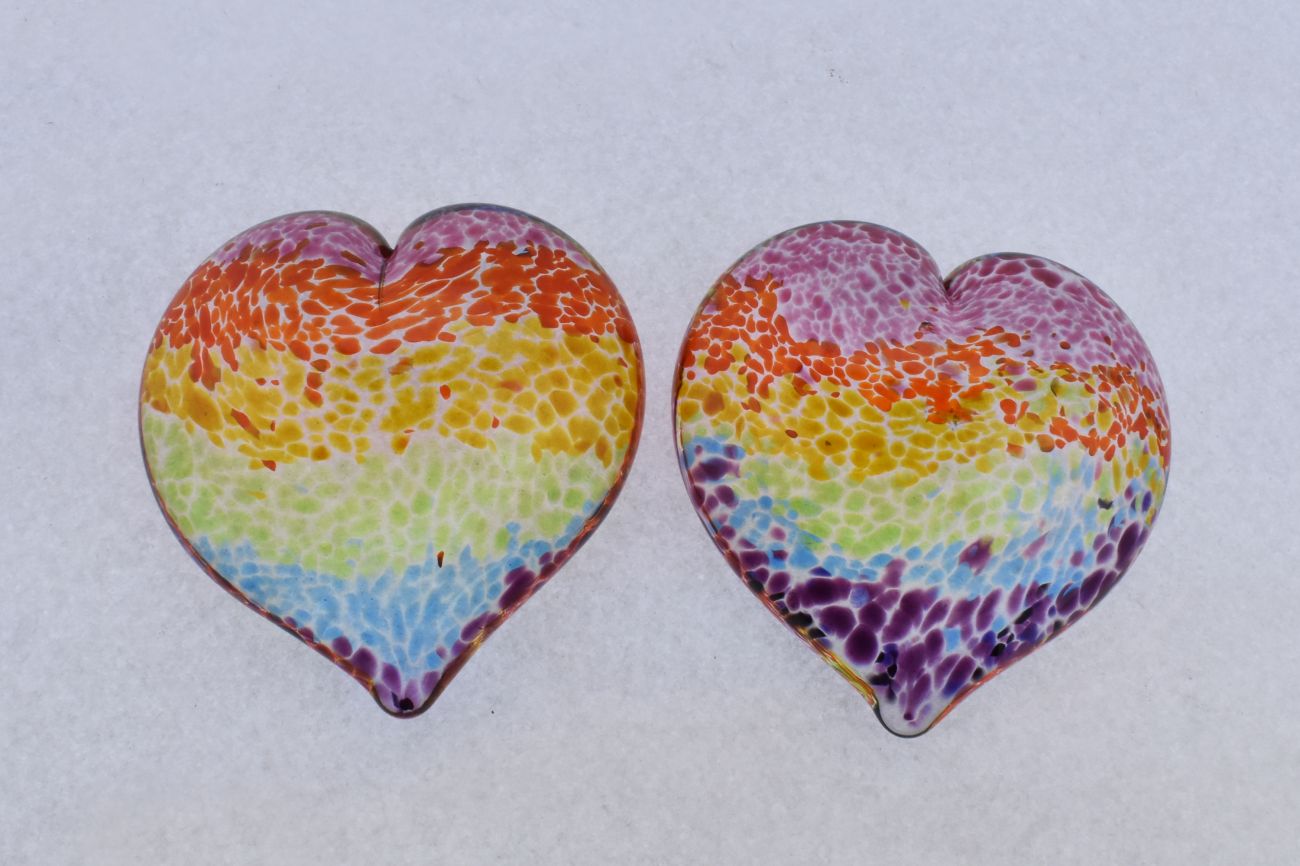 Art Glass Rainbow Heart