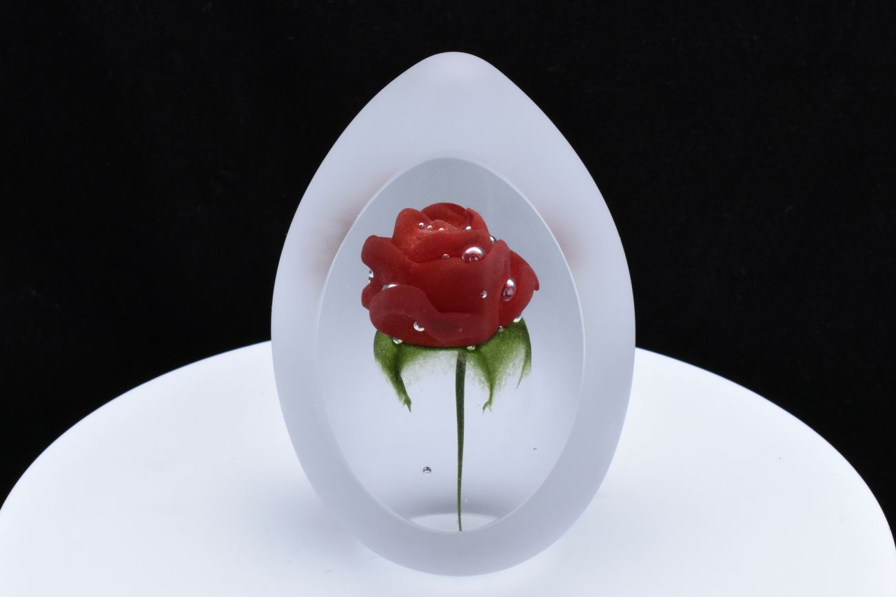 Art Glass Rose Paperweight
