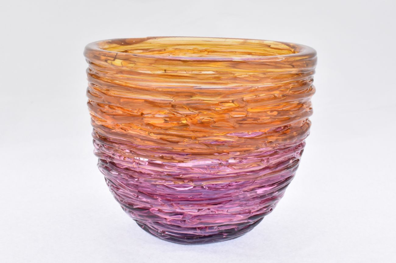 Art Glass Strap Bowl in Autumn Colours