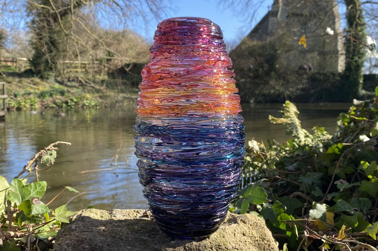 Art Glass Sunset Strap Vase