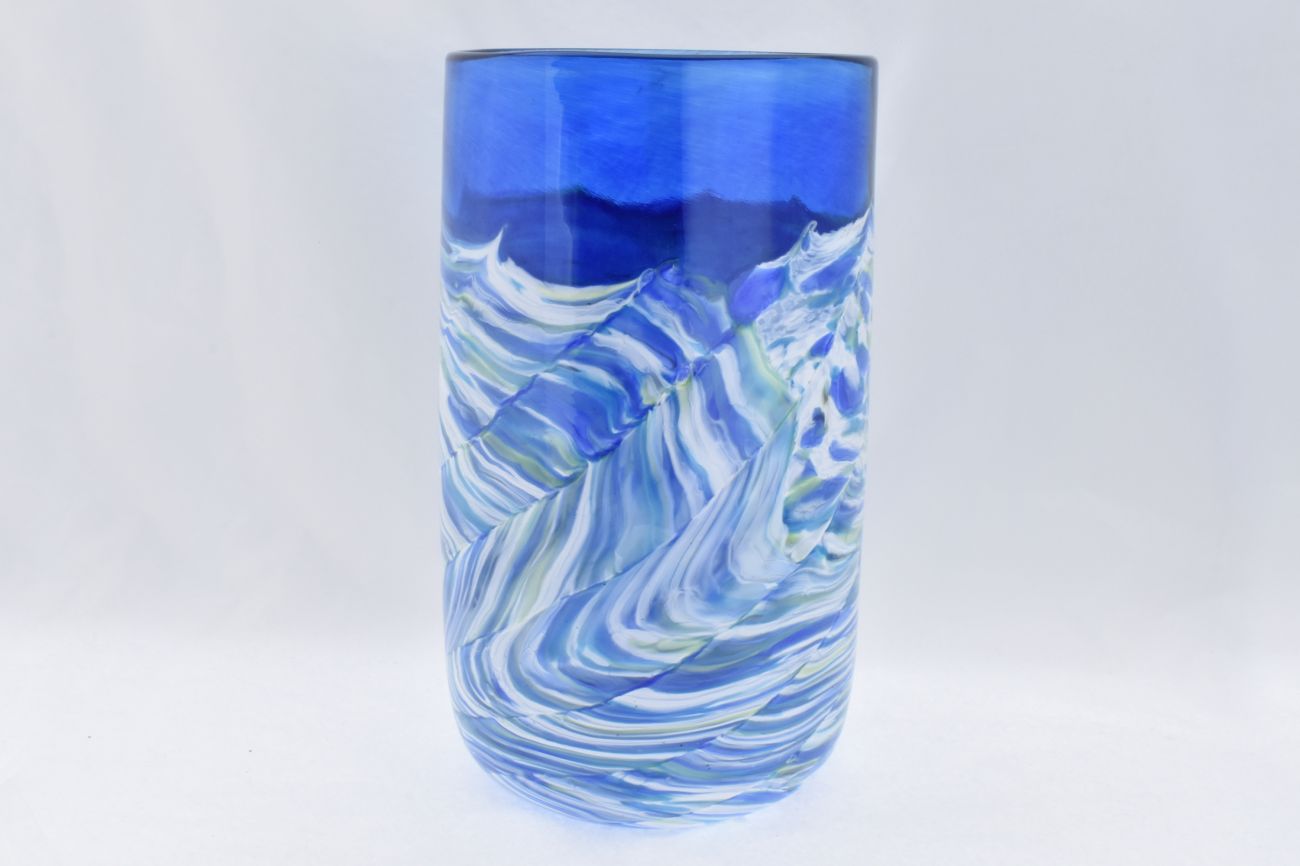 Art Glass Wide Ocean Vase