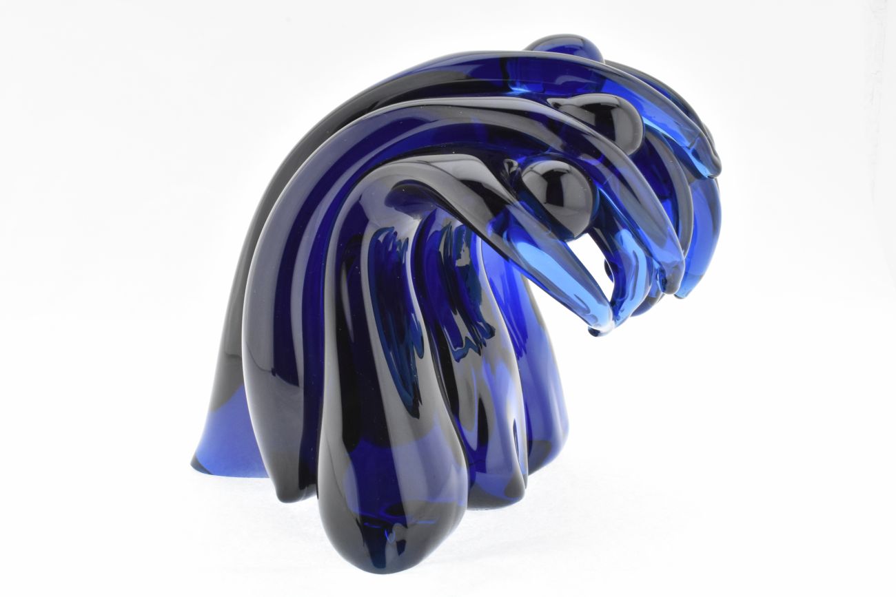Art Glass Figure Wave - Deep Blue