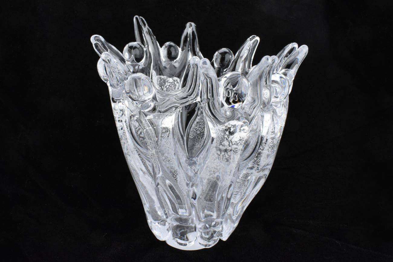 Art Glass Celebration Figure Vase in silver leaf