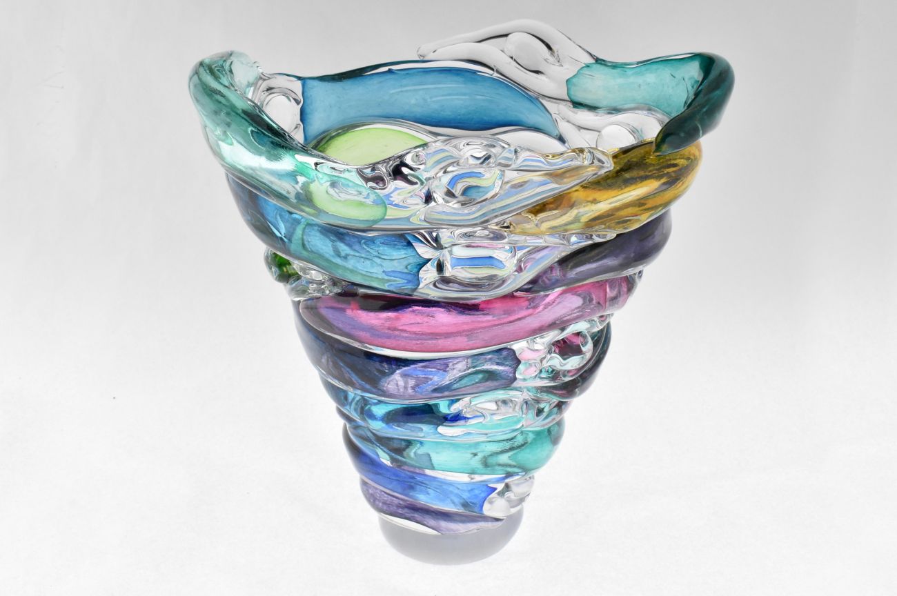 Art Glass Swimming Figure Vase