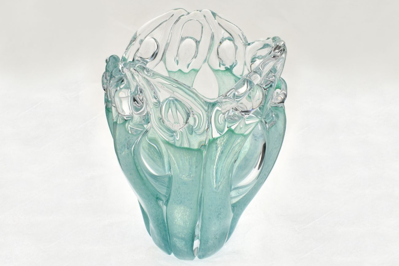 Art Glass Figure vase in emerald green