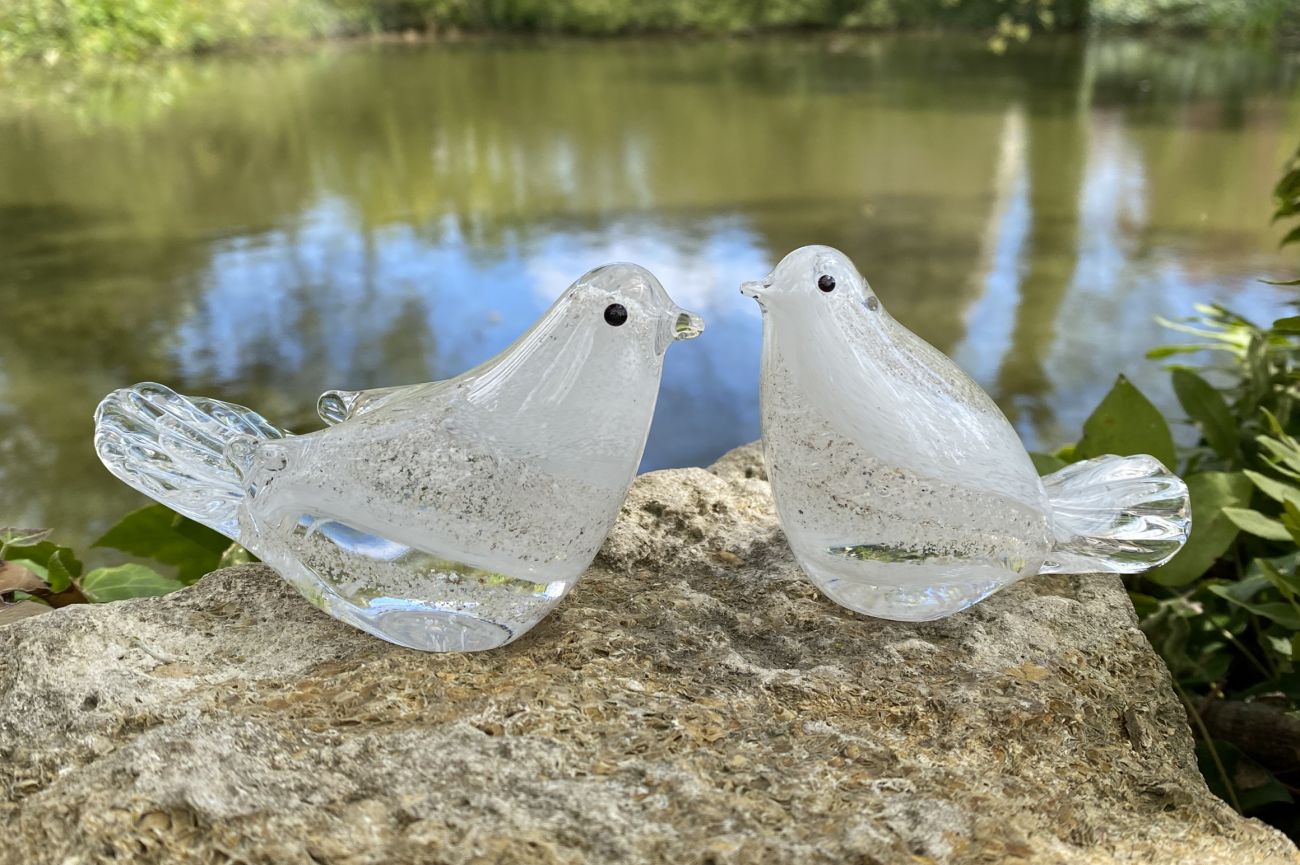 Remembrance Glass Dove with Ashes