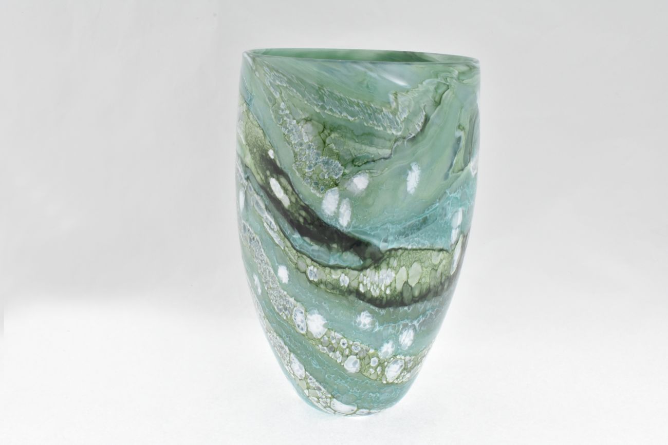 Ocean Vase in mottled green.