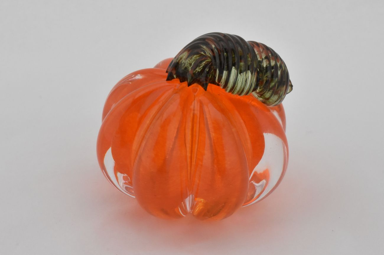 Art Glass Pumpkin in deep orange